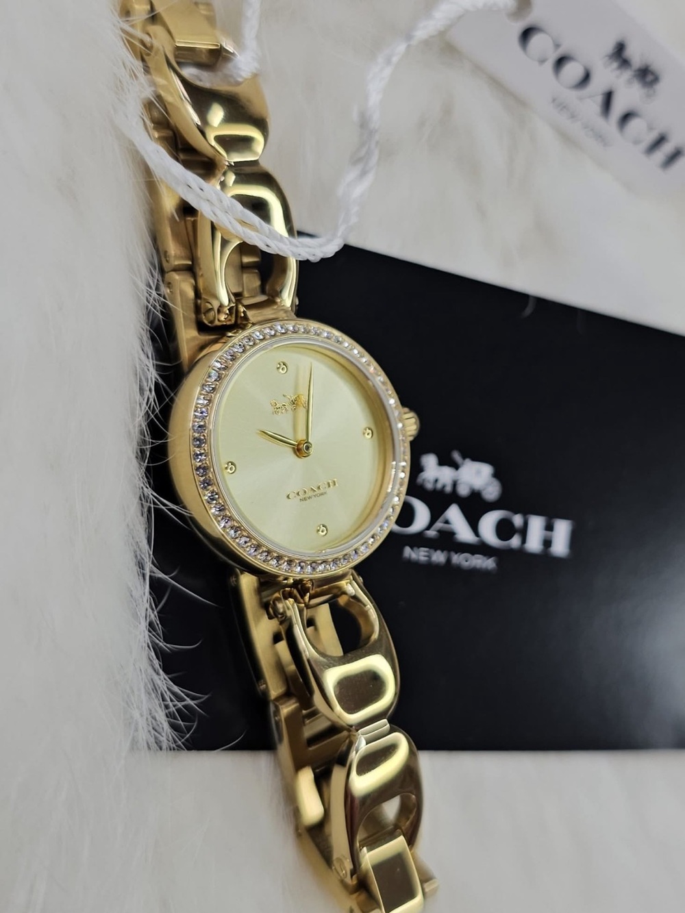 Coach Gold Crystal-Accented Women's Bracelet Watch